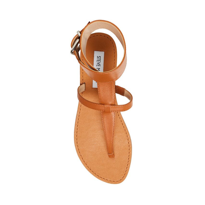 Sandalias Planas Steve Madden Rico Cuero Mujer Marrones | ES GI0238